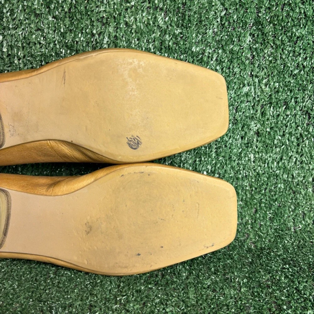 Liz Claiborne Flex Darla‎ Tan Leather Embroidered Square Toe Loafers Womens 10M
